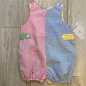 NWT Remember Nguyen Colorful Color-block Gingham Hayes Bubble Romper boys 3T